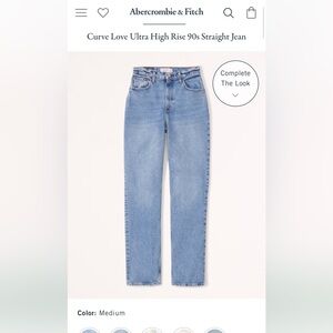 Never worn Abercrombie & Fitch Ultra High Rise 90s Straight Jeans, Size 29 8r